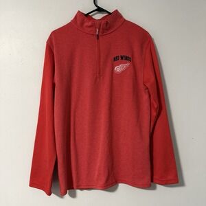 NHL Detroit Red Wings Pullover Top Red 1/4 Zip‎ Mixed Fabric S